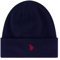 U.S. POLO ASSN. Unisex-Erwachsene, gestrickte Wintermütze mit schwarzem Sherpa-Futter Beanie-Mütze, Marineblau, Einheitsgröße