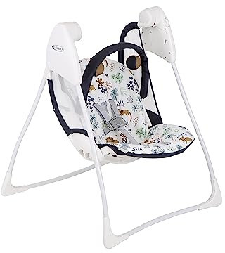 Graco Baby Delight™ Babyschaukel, ab Geburt bis ca. 9 Monate (9 kg), Batteriebetrieb, leicht und platzsparend, Sitzen oder Liegen, inkl. Spielbogen, Into The Wild