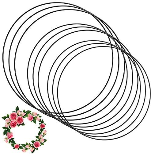 Ticeed 9 Stück Metallringe Drahtringe Deko Ringe Makramee Zubehör Ringe zum Basteln Aufhängen Traumfänger DIY Floral Hoop Wandbehang Handwerk Floristik Hochzeitskranz (20, 25 & 30 cm Schwarz)