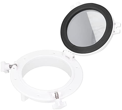 Tbest Navire/Yacht Pièces 8In Ouverture Ronde Fenêtre En Verre Trempé Universel Pour Rv Bateau Yacht Blanc