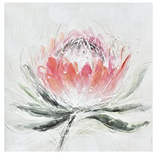 KunstLoft Leinwandbild | 100% HANDGEMALT | 60x60cm | Gemälde 'Colourful Blossoming ' | Blüten | Rosa Weiß | Wandbild Wohnzimmer