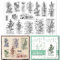 GLOBLELAND Klare Stempel Mit Vintage-Blumentext Zum Basteln Natürliche Pflanzen Thema Mit Geometrischen Elementen Transparente Silikonstempel Für DIY Scrapbooking Fotoalbum Dekorativ