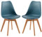 H.J WeDoo 2er Set Küchenstühle Esszimmerstühle Modern Esszimmermöbel, mit Massivholz Buchenholz Bein und Kissen aus PU-Leder, Dunkelblau
