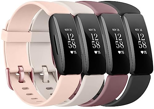Vancle 4Pack für Fitbit Inspire 2 Armband Damen Herren,Silikon Sport Ersatzarmbänder Uhrenarmband für Fitbit Inspire 2(Schwarz/Starlight/Violett/Rosa)