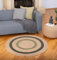 Dekorist Alfombra Redonda de Yute, Alfombra Redonda Bohemia Decorativa, Beige Natural, Alfombras de Yute con Anillo Verde para Sala de Estar, Cocina, Dormitorio, 120 cm, Ganges