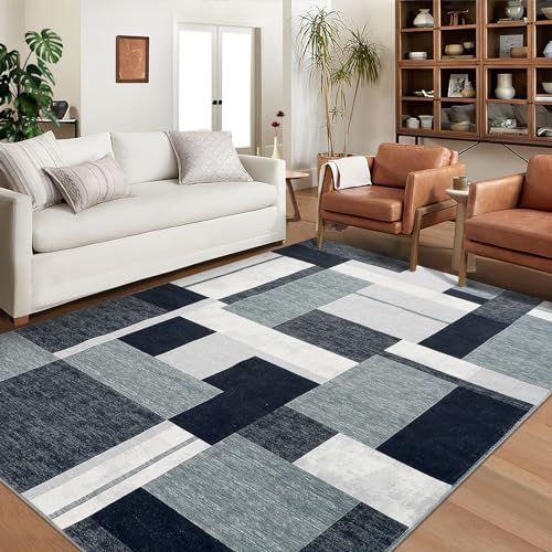 LuxFocus Maschinenwaschbarer Moderner Teppich, Boho Chic Teppich Geometrisch Strukturierter Teppich für Wohnzimmer Couch Wohnheim Esstisch Büro Schlafzimmer Dekorteppich, 160 x 230 cm Grau