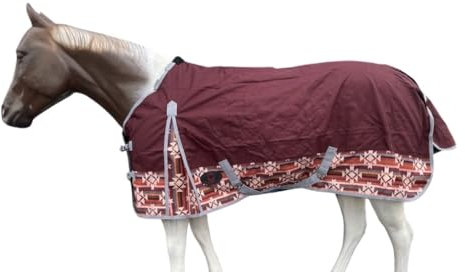 Tech Equestrian 1200 Denier Regendecke für Pferde, Pferdedecke, wasserdicht und atmungsaktiv, Kastanienbraun, mit Aztekenunterteil, 72)