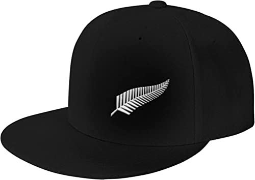 Coordaya New Zealand Maori Fern Flat Brim Baseball Cap Herren und Damen Verstellbare Mütze Schwarz, Schwarz , One size