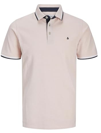 Jack & Jones Jjepaulos Polo SS Noos pour Homme, Rose Clair, Bleu Marine, Blanc, L