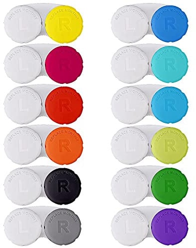 Fegtrtyoa 12PCS Colorful Contact Lens Case, Contact Lens Immersion Kit, Suitable for Outdoor Mini Contact Lens Case Screw Top