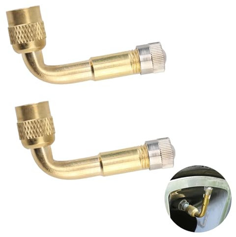 2 Stück 90 Grad Ventilverlängerung Kupferventiladapter, Winkel Ventil Verlängerung Kupfer Ventiladapter, Autoventil Reifenventilverlängerung Winkelventil Adapter für Auto Motorrad Fahrrad Scooter