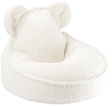 Wigiwama – Sitzsack Bär – 70x60x42 cm – Mit Füllung – OEKO-TEX® Teddy – Cremeweiß
