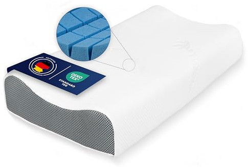 CloudComfort Ergonomisches Memoryschaum Nackenstützkissen | Höhenverstellbar + Härte wählbar | Aloe Vera Bezug | Kopfkissen für Rücken-, Bauch- und Seitenschläfer Oeko-TEX (Vital - Viskoschaum)