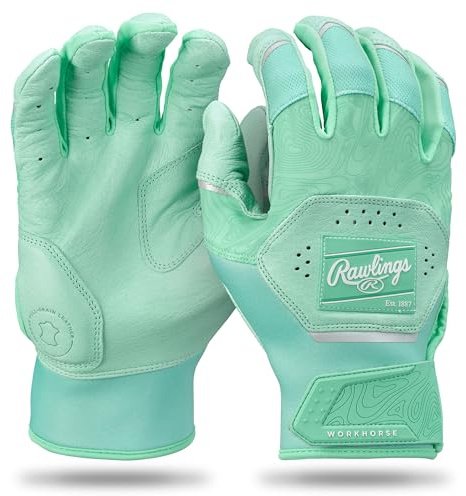 Rawlings | Adult Workhorse Baseball Batting Gloves | Mint/Mint | MED