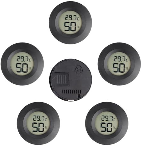 6 Stück mini hygrometer Thermometer, LCD Digital Hygrometer, Klein Innen Feuchtigkeitsmesser Temperaturmessgerät, Temperatur- und Luftfeuchtigkeitsmonitor für Zuhause, Reptilien