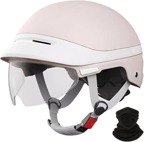 Open Face Half Face Motorrad Motorradhelm Motorradhelme mit Sonnenblende Mopedhelme mit Visier Motorradhelme für Damen Herren E,54-62CM