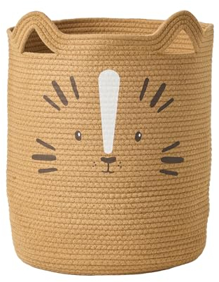 VERTBAUDET Kinderzimmer XL Aufbewahrungskorb aus Baumwollkordel TIGER karamell