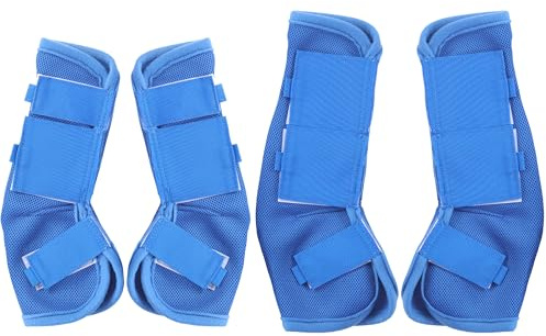 Fliegengamaschen 4er Set - Reduzieren Sie Stomping und Hufstress - Weiche & Atmungsaktive Mesh Fliegengamaschen für Pferde Dunkelblau Pony