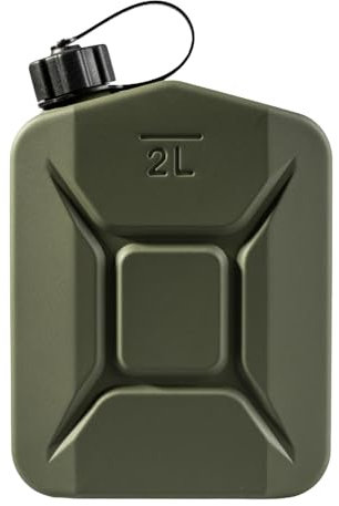 BW® Proper Kraftstoffkanister Metall Benzinkanister 2 Liter - Olivgrün Bronzegrün - RAL 6031-F9 - Made in Europe