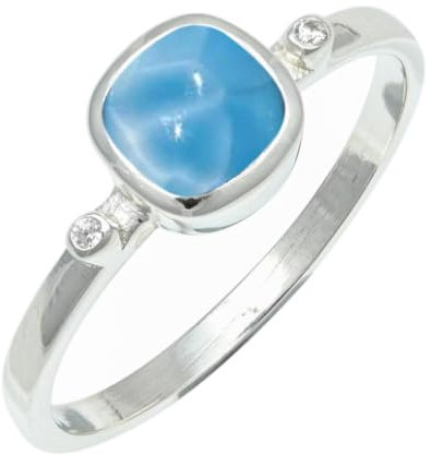 Larimar Edelstein Bandring 925 Sterling Silber Ring Herren & Damen Bandring Geschenkartikel Handgefertigter Schmuck TSR1245BF_10 (56 (17.8))