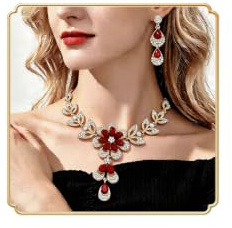 Dishowme Parure de bijoux de mariage avec collier et boucles d'oreilles en forme de fleur en cristal et strass pour femme