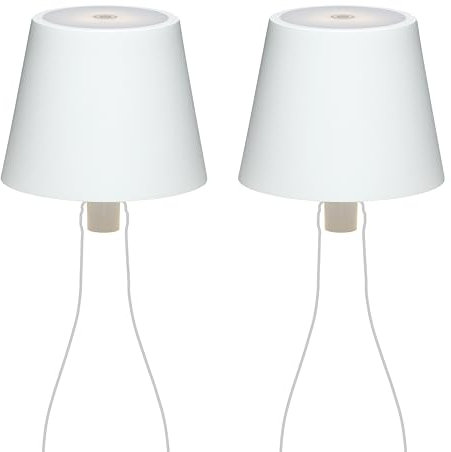 LA VILLE LUMIÈRE Set mit 2 MarieB LED kabellosen Lampen, wiederaufladbar und dimmbar, Abat-Jour für Innen/Außen, 48 Stunden Akkulaufzeit, 3 Lichttemperaturen, Aluminium, LVL (Reinweiß)