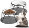 Quyimy 2Pcs Cat Bowl, Ceramic Raised Cat Food Bowl, Elevated Pet Bowl,Anti Vomiting Cat Feeding Bowl, Non Slip Cat Dish with 2 Non-Slip Mats (Fish)