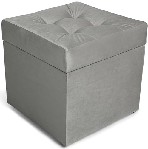 MG Design Polsterhocker 45 x 45 cm Grau mit Stauraum (ca. 50 L), belastbar bis 300 kg, sofort einsatzbereit & pflegeleicht – für Wohnzimmer, Schlafzimmer & Flur