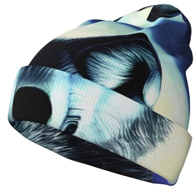 PHAYAH Wolf Under Moon Herren und Damen Strickmütze Beanie Mütze Mode und Warm für Winter Outdoor-Aktivitäten und tägliche Reisen Schwarz
