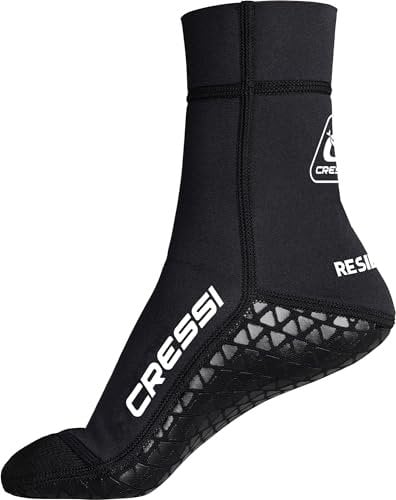 CRESSI Resilient Pro Neoprene Socks M - Unisex Neopren 3 mm Schwarz Anti Sand System Smooth Glideskin Sandproof” mit Rutschfester Gummi Sohle, für Wassersport, M