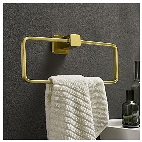 Porte-serviettes de Salle de bain en or brossé, anneaux Porte-serviettes muraux, Porte-serviettes de bain carré, Accessoires de Salle de bain Pour Salle de bain et Cuisine