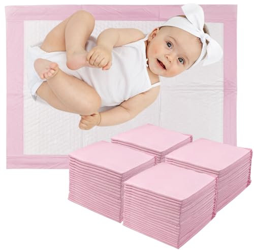 Sudnsadaks 100 Stück Baby Inkontinenzunterlage Wickelunterlage Einweg, 33 × 45 cm Wickelauflage, Baby Changing Mat für Unterwegs, Hygienisch mit Superabsorber, Weich, Wasse, Atmungsaktiv