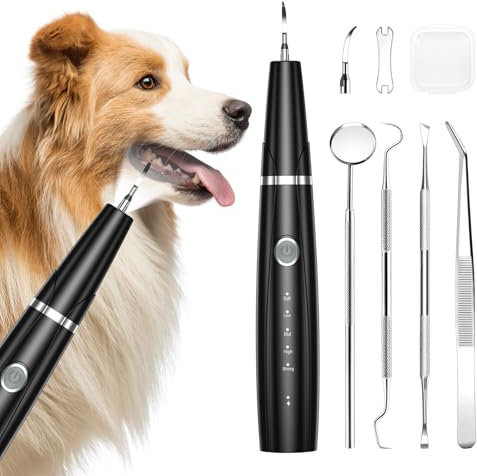 Brifit Ultraschall-Zahnreinigungsgerät für Hunde und Katzen – Wasserdichtes Haustier-Zahnpflegeset mit 5 Modi, 2 Aufsätzen & LED-Licht