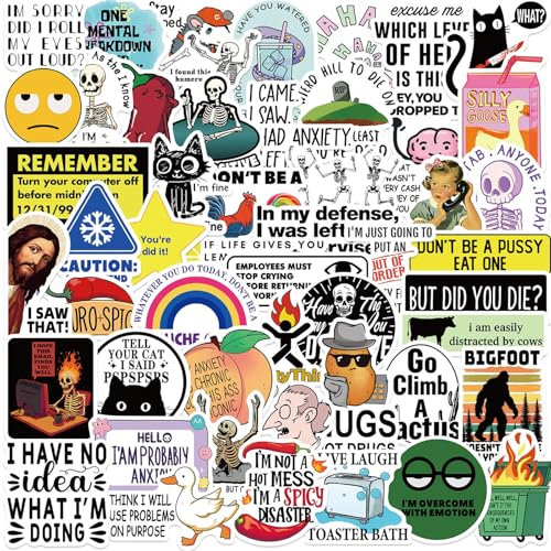 TELAIN 400 Funny Stickers for Adults Waterproof Sticker Pack for Water Bottles, Laptops, Phones, Helmets, Walls, Window Decoration, 50 Designs (Humorous Style)