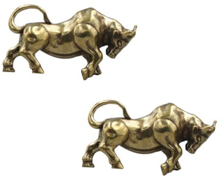 DIYEAH 2stücke Dekorativer Retro Stierkampf Anhänger Goldene Schlüsselkette Neujahrs Accessoire Mit Feiner Handwerkskunst