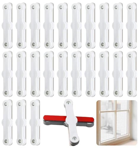 24er-Pack Fliegengitter-Befestigungsschnallen, Moskitonetz-Befestigungsclips, stark selbstklebend (kein Bohren erforderlich), geeignet für Fliegengitterfenster, Moskitonetze, Moskitonetzvorhänge
