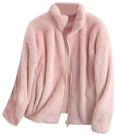 Giacca in pile Teddy da donna con zip intera Plus Size cappotti in pile Sherpa giacche in doppio pile con cerniera giacca cardigan a maniche lunghe giacca leggera calda giacca con colletto alla