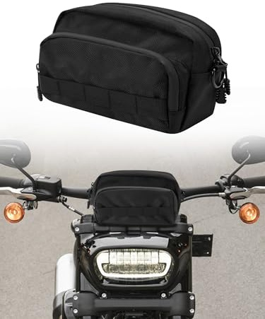 Nilkatss Motorcycle Handlebar Bag, Black Storage Tool Bag, Universal Fit for Cruiser, Sportster, Dirt Bike, Bicycle