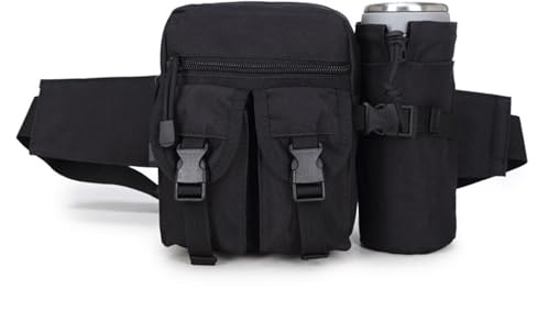 Favuit Sac banane tactique pour homme et femme - Léger - Avec porte-bouteille d'eau - Ceinture réglable pour la course à pied, la marche, la promenade du chien, les voyages, le cyclisme, Ceinture