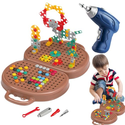 Play Toolbox with Drill | 203 Teile Kinder Bohrschrauber Spielzeug,Lernspielzeug Set Für Kinder Nach Der Schule Geburtstag Klassenfest Outdoor Reise Familie