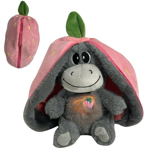 Jkioump Atmendes Kuscheltier, 30x10cm, Mit Leuchtend, Schlafender Plüsch Esel, Stofftier Das, Weiche Plüschtier Puppe, Für Kinder Erwachsene Stressabbau