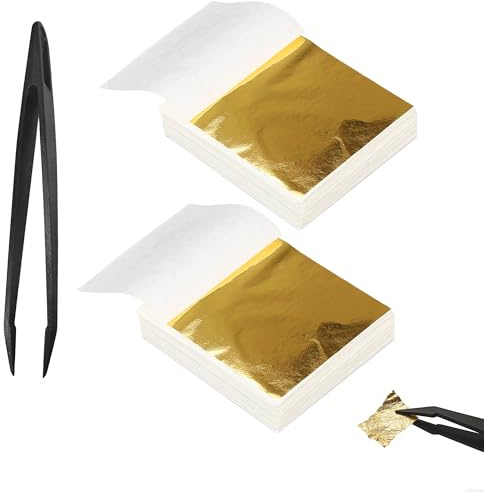 ZAYIO 200 Blatt Blattgold Set mit Pinzette