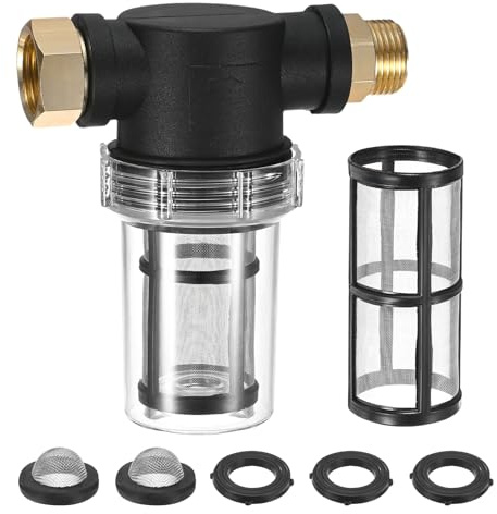 M METERXITY 1-Pack Garden Hose Filter, Sediment Filter Attachment with 100 Mesh Screen for Pressure Washer Hose/Water Broom/Undercarriage Cleaner/Pressure Washer Pump [3 Colors]