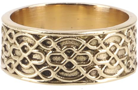 Breiter Modeschmuck Ring mit keltischem Flechtband, robust, goldfarben | Unisex, Messing, Antik-Look, keltisches Ornament-Muster, symbolisiert Unendlichkeit und Harmonie.