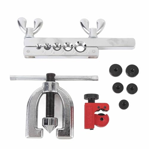 Tbest Kit de Conduites de Frein avec Revêtement en Cuivre de 25 Pieds, 3/16 Pouces, avec 16 Raccords, 4 Raccords et Outil D'évasement pour la Réparation et L'entretien du Système de