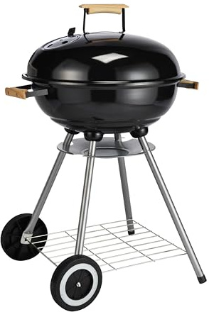 Kugelgrill Holzkohlegrill Ø 43 cm für Garten, Terrasse und Camping – mit Deckel, Holzgriffen & Zubehör optional (Grill einzeln)