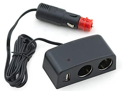 12V Zigarettenanzünder Verteiler Buchse, mit Verlängerung und USB | Kunststoff | ABS | Bruchfest | Für Haushalt | ISO-zertifiziert | DIN-geprüft | Breite: 50 mm | Länge: 90 mm | 12 Volt