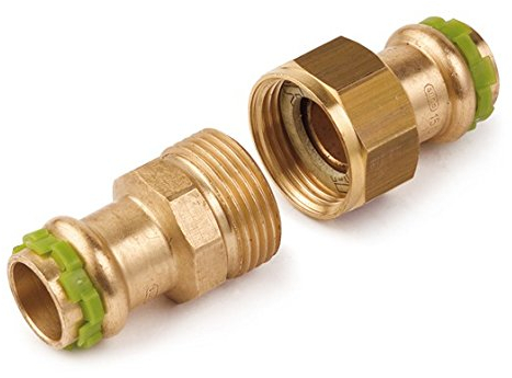 Kupfer Pressfitting SudoPress Durchgangsverschraubung, flachdichtend 15 mm, VC330