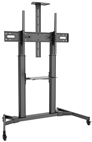 mywall HP103L Mobiler Standfuß für Flachbildschirme, 60 - 100 (152-254cm) bis 100 Kg AV-Ablage VESA höhenverstellbar Schwarz