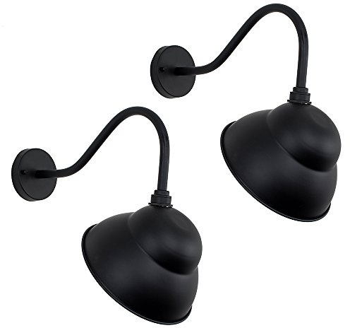 MiniSun | Large Traditional Pub Style Wall Lights with Dome Shaped Light Shades | Outdoor Wall Lights, Home Décor & Improvement Essential | Set of 2 | Mains Wired